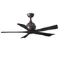 Matthews Fan Company Atlas Irene-5 52" Textured Bronze Ceiling Fan With Solid Wood Blade In Matte Black Finish