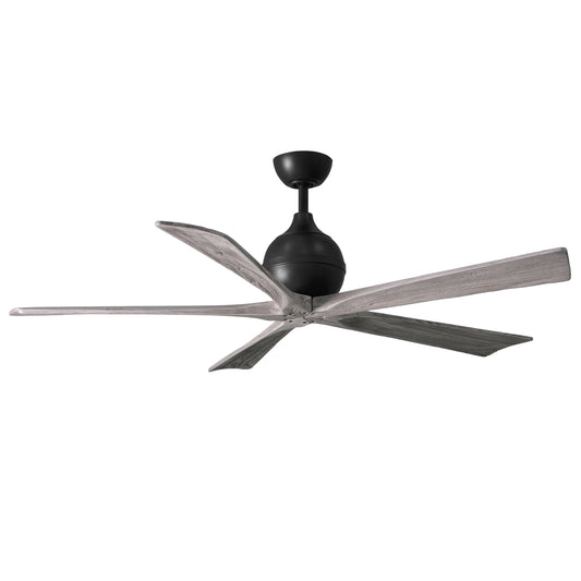 Matthews Fan Company Atlas Irene-5 60" Matte Black Ceiling Fan With Solid Wood Blade In Barnwood Tone Finish