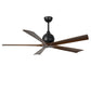 Matthews Fan Company Atlas Irene-5 60" Matte Black Ceiling Fan With Solid Wood Blade In Walnut Tone Finish