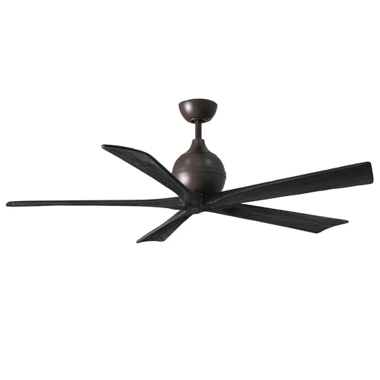 Matthews Fan Company Atlas Irene-5 60" Textured Bronze Ceiling Fan With Solid Wood Blade In Matte Black Finish