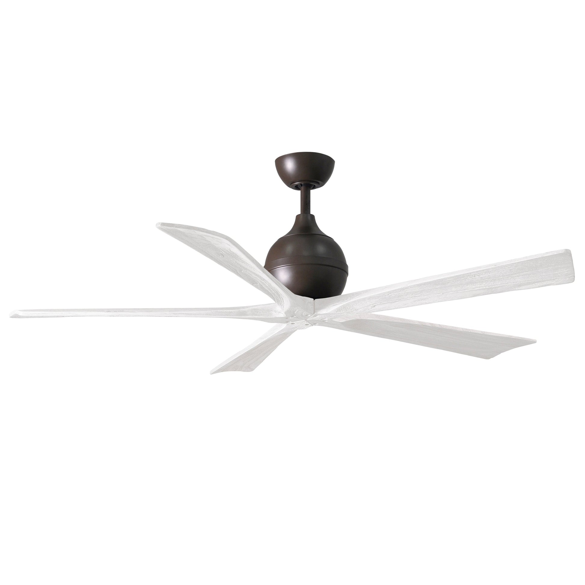 Matthews Fan Company Atlas Irene-5 60" Textured Bronze Ceiling Fan With Solid Wood Blade In Matte White Finish