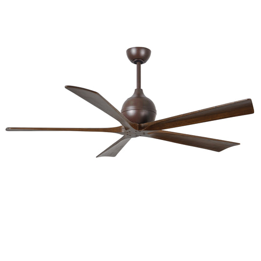 Matthews Fan Company Atlas Irene-5 60" Textured Bronze Ceiling Fan With Solid Wood Blade In Walnut Tone Finish