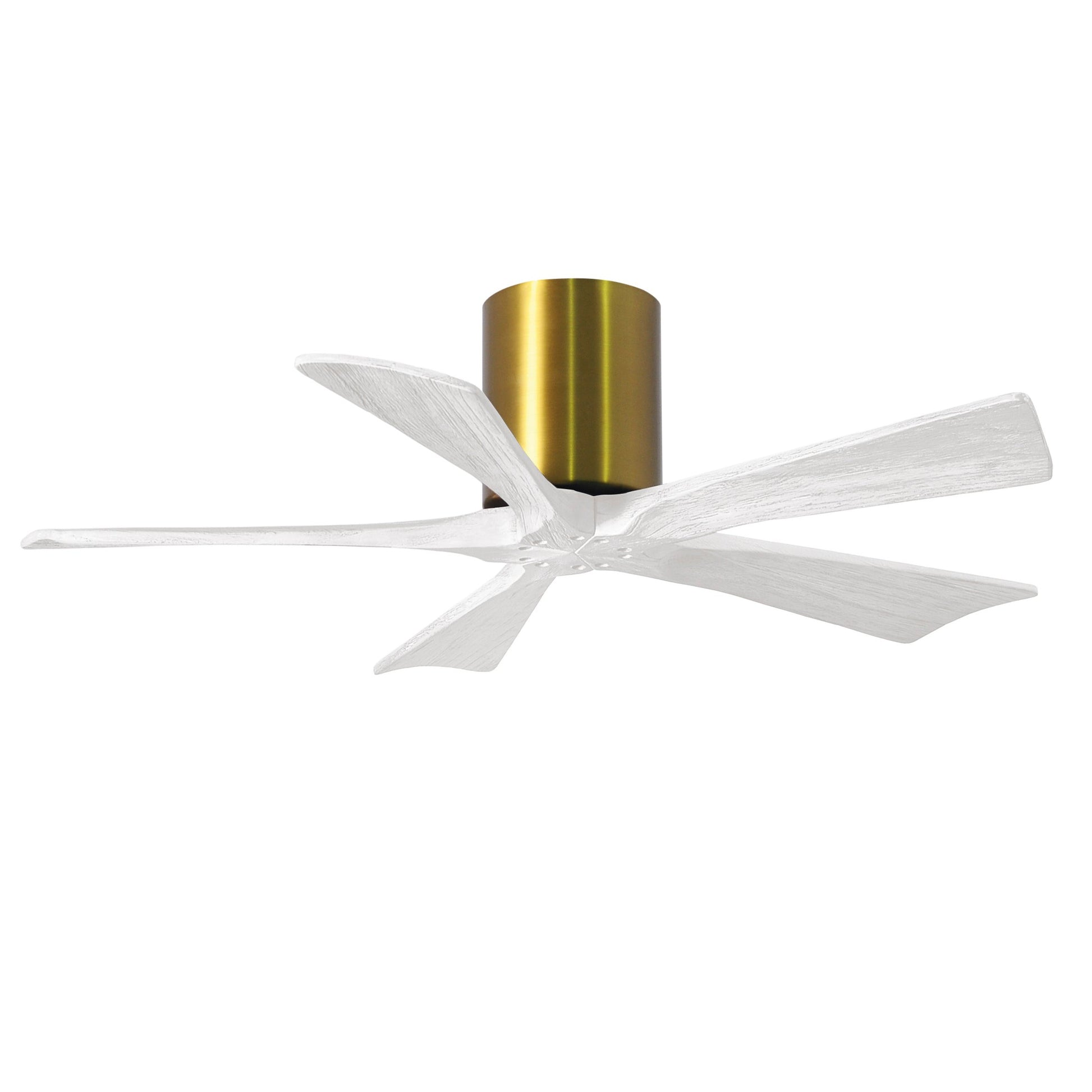 Matthews Fan Company Atlas Irene-5H 42" Brushed Brass Ceiling Mount Fan With Solid Wood Blade In Matte White Finish