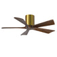 Matthews Fan Company Atlas Irene-5H 42" Brushed Brass Ceiling Mount Fan With Solid Wood Blade In Walnut Tone Finish