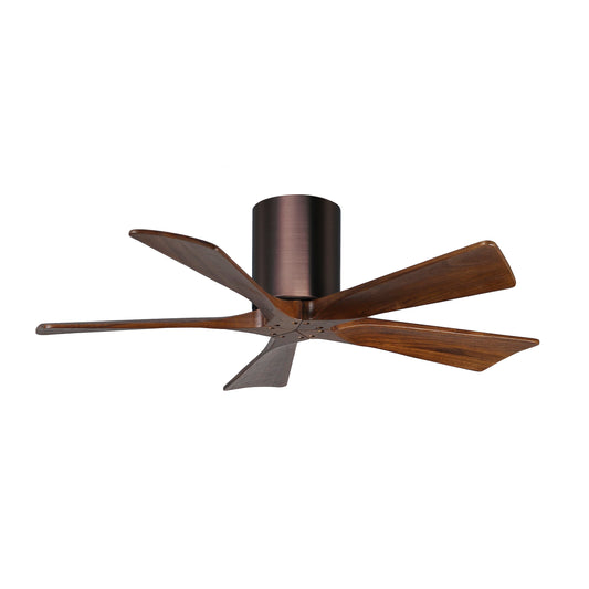 Matthews Fan Company Atlas Irene-5H 42" Brushed Bronze Ceiling Mount Fan With Solid Wood Blade In Walnut Finish