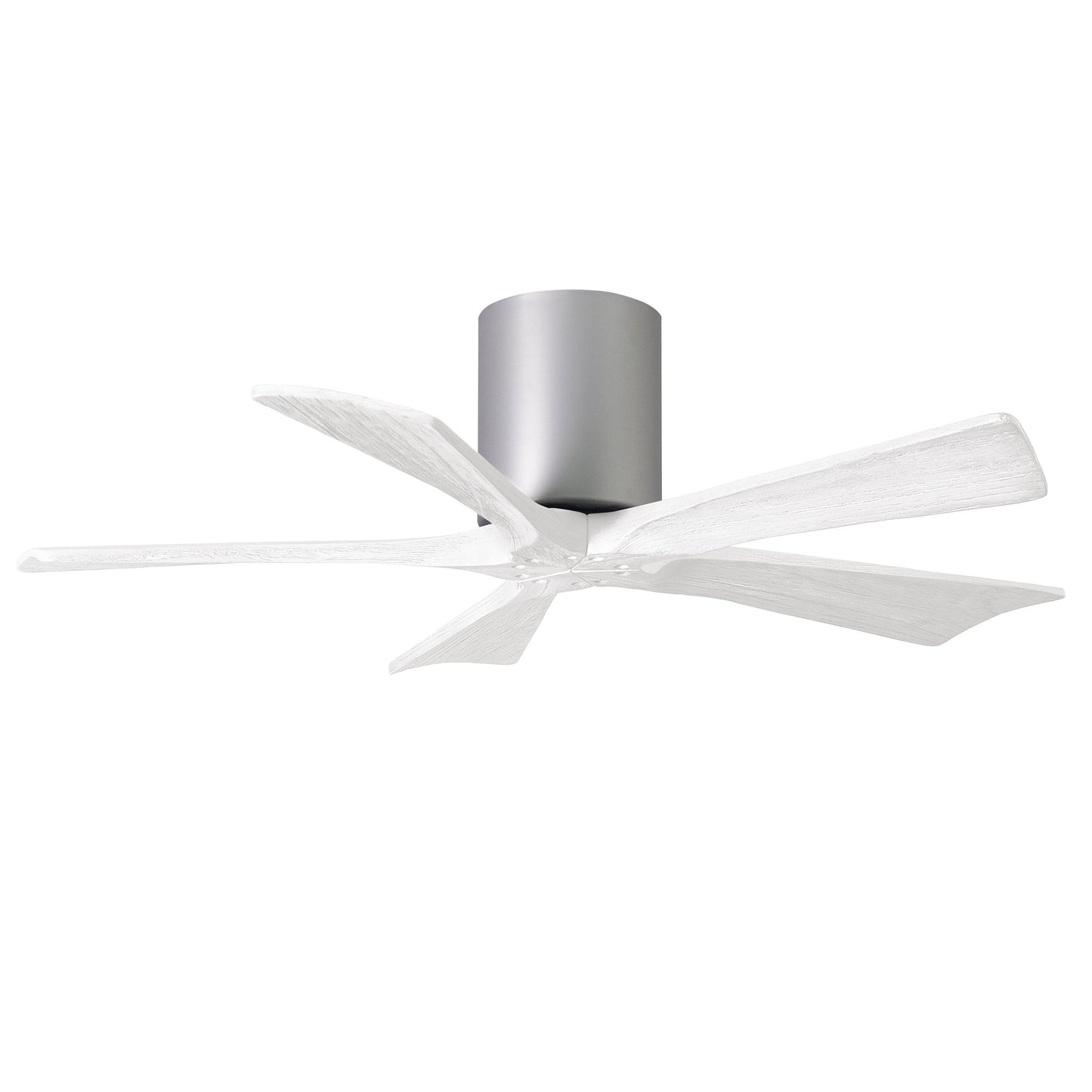 Matthews Fan Company Atlas Irene-5H 42" Brushed Nickel Ceiling Mount Fan With Solid Wood Blade In Matte White Finish