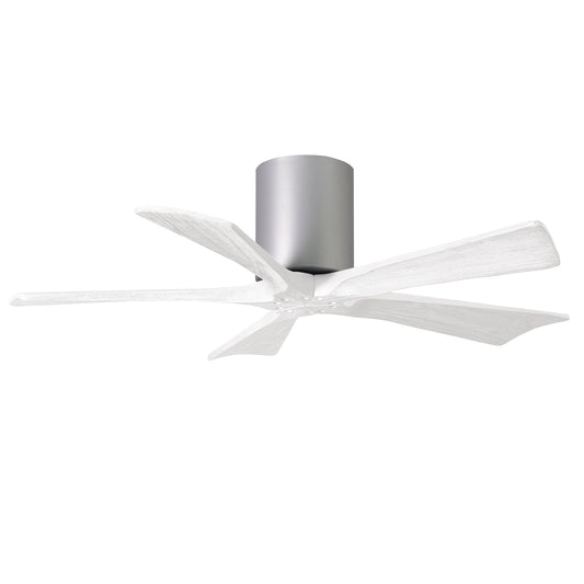 Matthews Fan Company Atlas Irene-5H 42" Brushed Nickel Ceiling Mount Fan With Solid Wood Blade In Matte White Finish