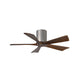 Matthews Fan Company Atlas Irene-5H 42" Brushed Nickel Ceiling Mount Fan With Solid Wood Blade In Walnut Tone Finish