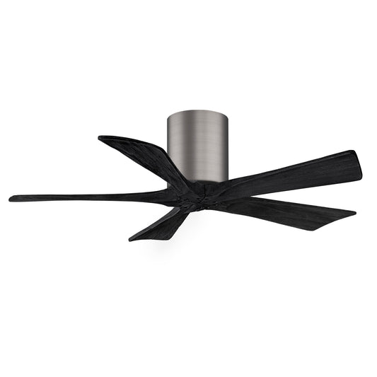 Matthews Fan Company Atlas Irene-5H 42" Brushed Pewter Ceiling Mount Fan With Solid Wood Blade In Matte Black Finish