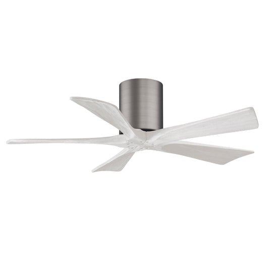 Matthews Fan Company Atlas Irene-5H 42" Brushed Pewter Ceiling Mount Fan With Solid Wood Blade In Matte White Finish