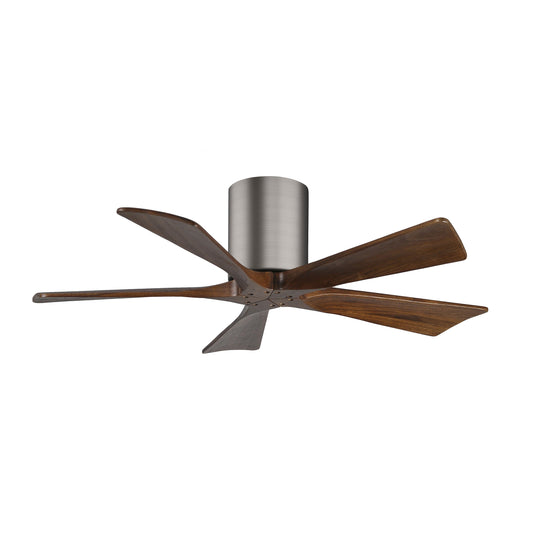 Matthews Fan Company Atlas Irene-5H 42" Brushed Pewter Ceiling Mount Fan With Solid Wood Blade In Walnut Finish