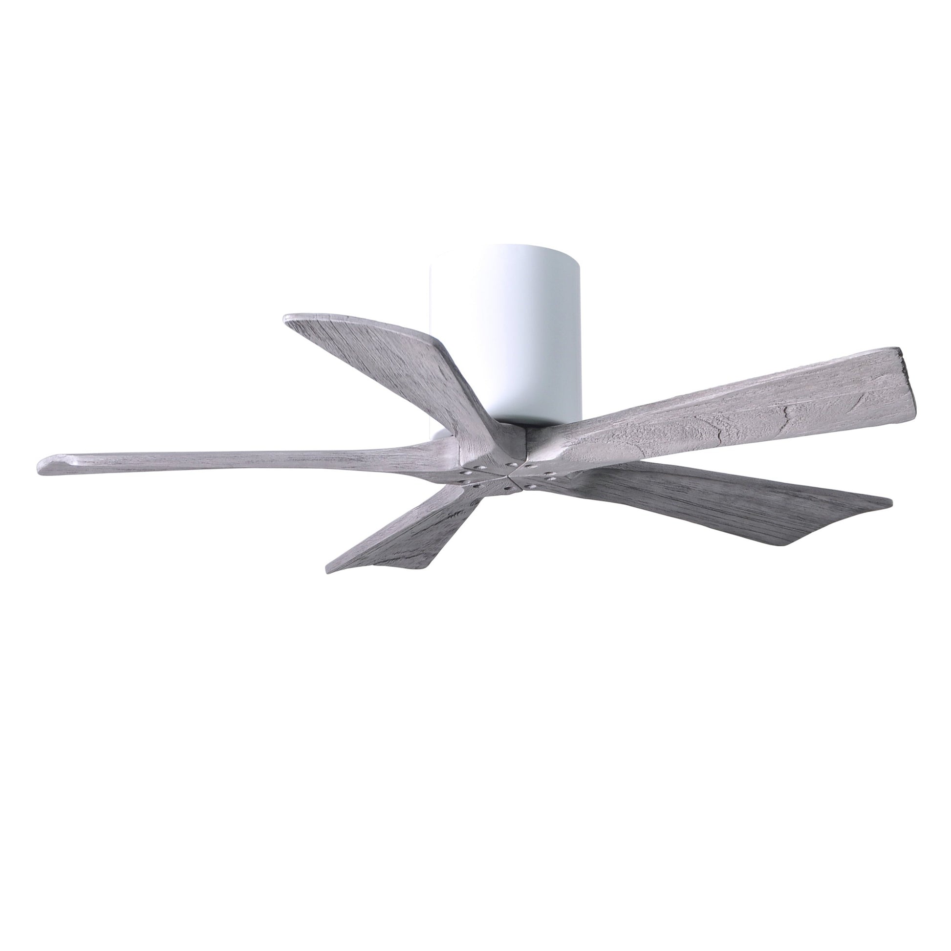 Matthews Fan Company Atlas Irene-5H 42" Gloss White Ceiling Mount Fan With Solid Wood Blade In Barnwood Tone Finish