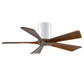 Matthews Fan Company Atlas Irene-5H 42" Gloss White Ceiling Mount Fan With Solid Wood Blade In Walnut Tone Finish