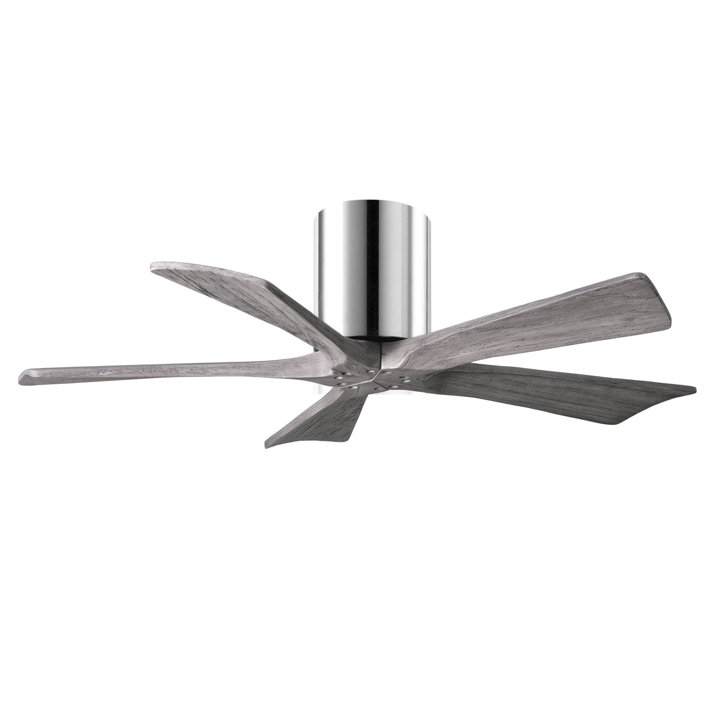 Matthews Fan Company Atlas Irene-5H 42" Polished Chrome Ceiling Mount Fan With Solid Wood Blade In Barnwood Tone Finish