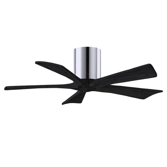 Matthews Fan Company Atlas Irene-5H 42" Polished Chrome Ceiling Mount Fan With Solid Wood Blade In Matte Black Finish