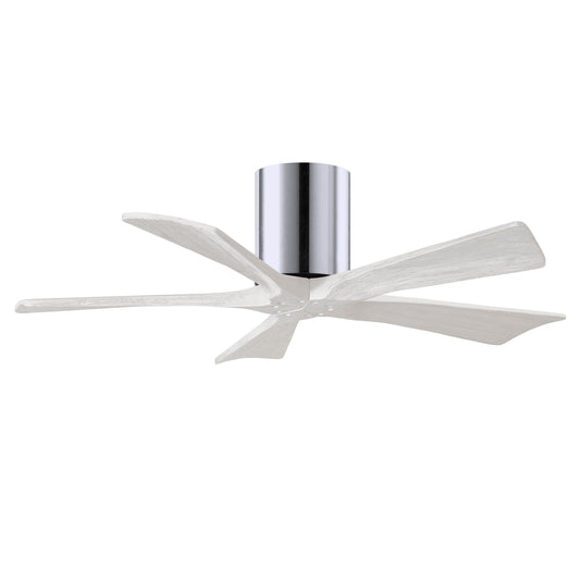 Matthews Fan Company Atlas Irene-5H 42" Polished Chrome Ceiling Mount Fan With Solid Wood Blade In Matte White Finish