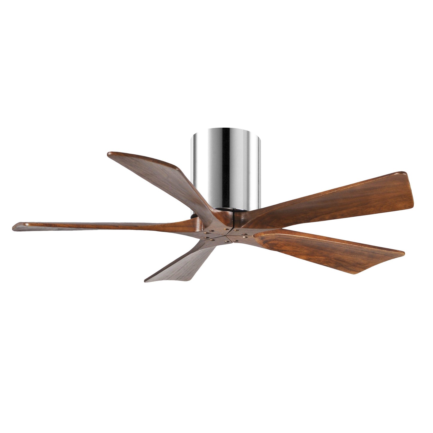 Matthews Fan Company Atlas Irene-5H 42" Polished Chrome Ceiling Mount Fan With Solid Wood Blade In Walnut Tone Finish