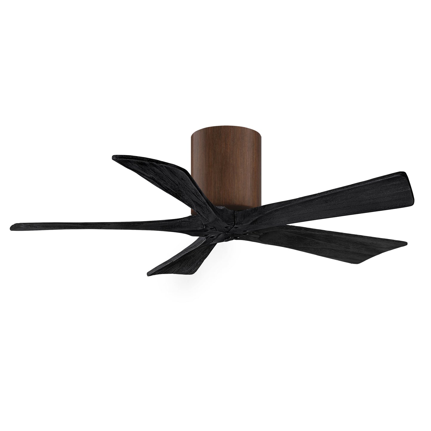 Matthews Fan Company Atlas Irene-5H 42" Walnut Tone Ceiling Mount Fan With Solid Wood Blade In Matte Black Finish