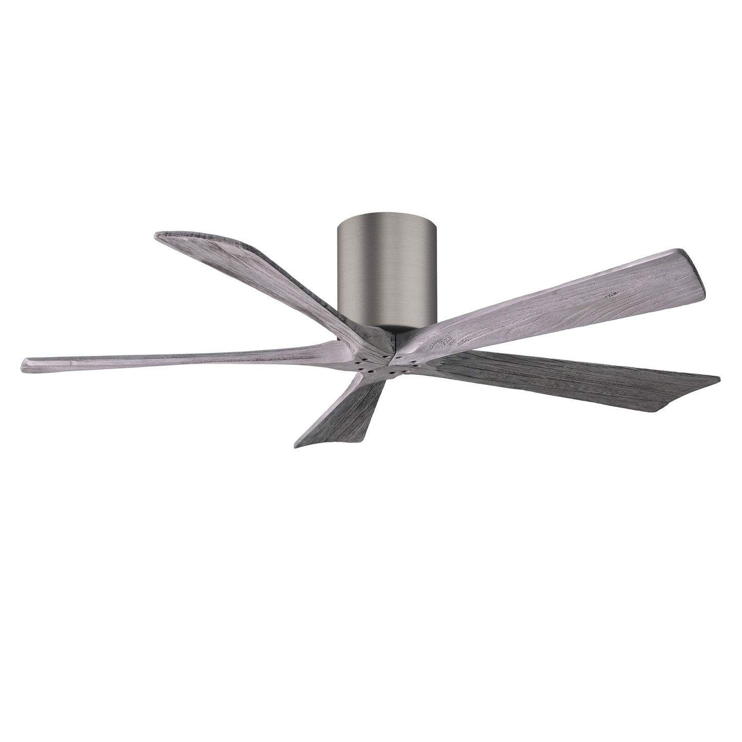 Matthews Fan Company Atlas Irene-5H 52" Brushed Pewter Ceiling Mount Fan With Solid Wood Blade In Barnwood Tone Finish