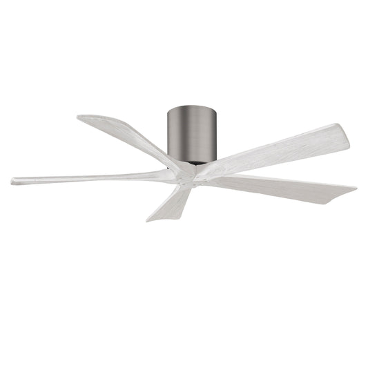 Matthews Fan Company Atlas Irene-5H 52" Brushed Pewter Ceiling Mount Fan With Solid Wood Blade In Matte White Finish