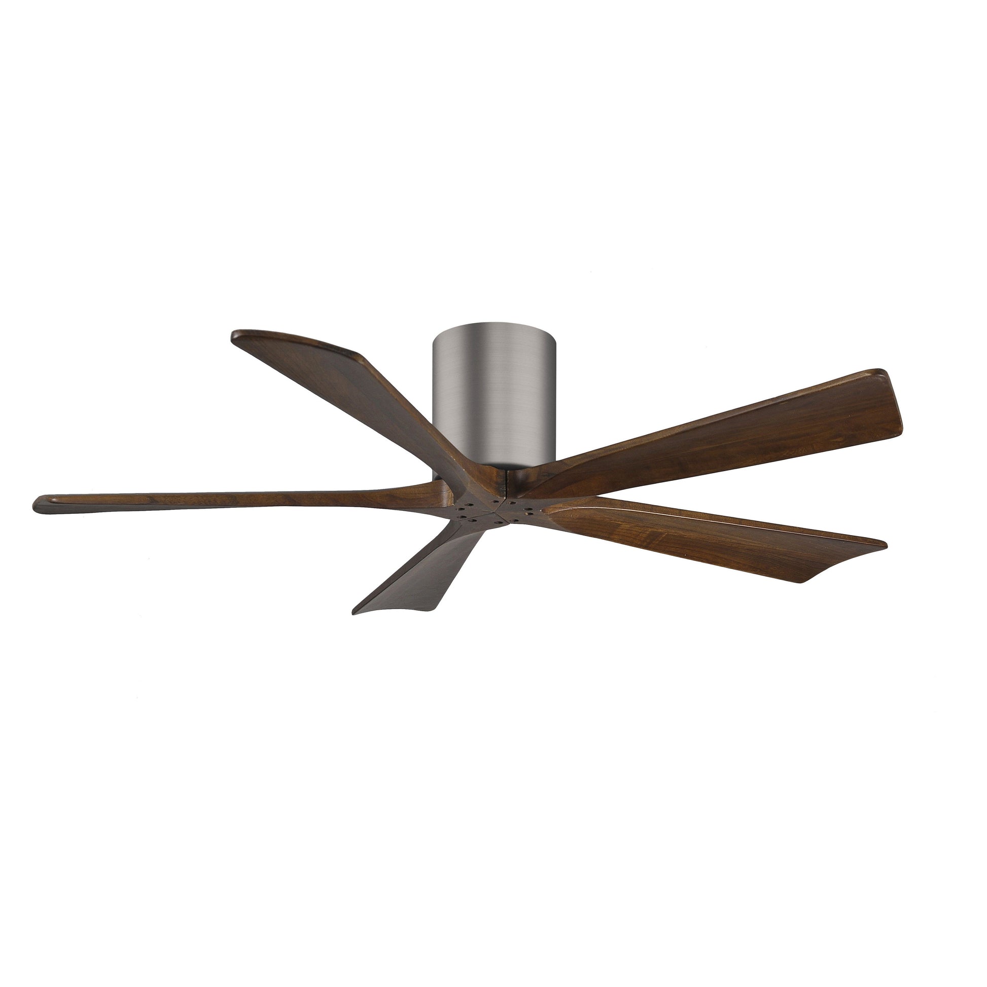 Matthews Fan Company Atlas Irene-5H 52" Brushed Pewter Ceiling Mount Fan With Solid Wood Blade In Walnut Finish