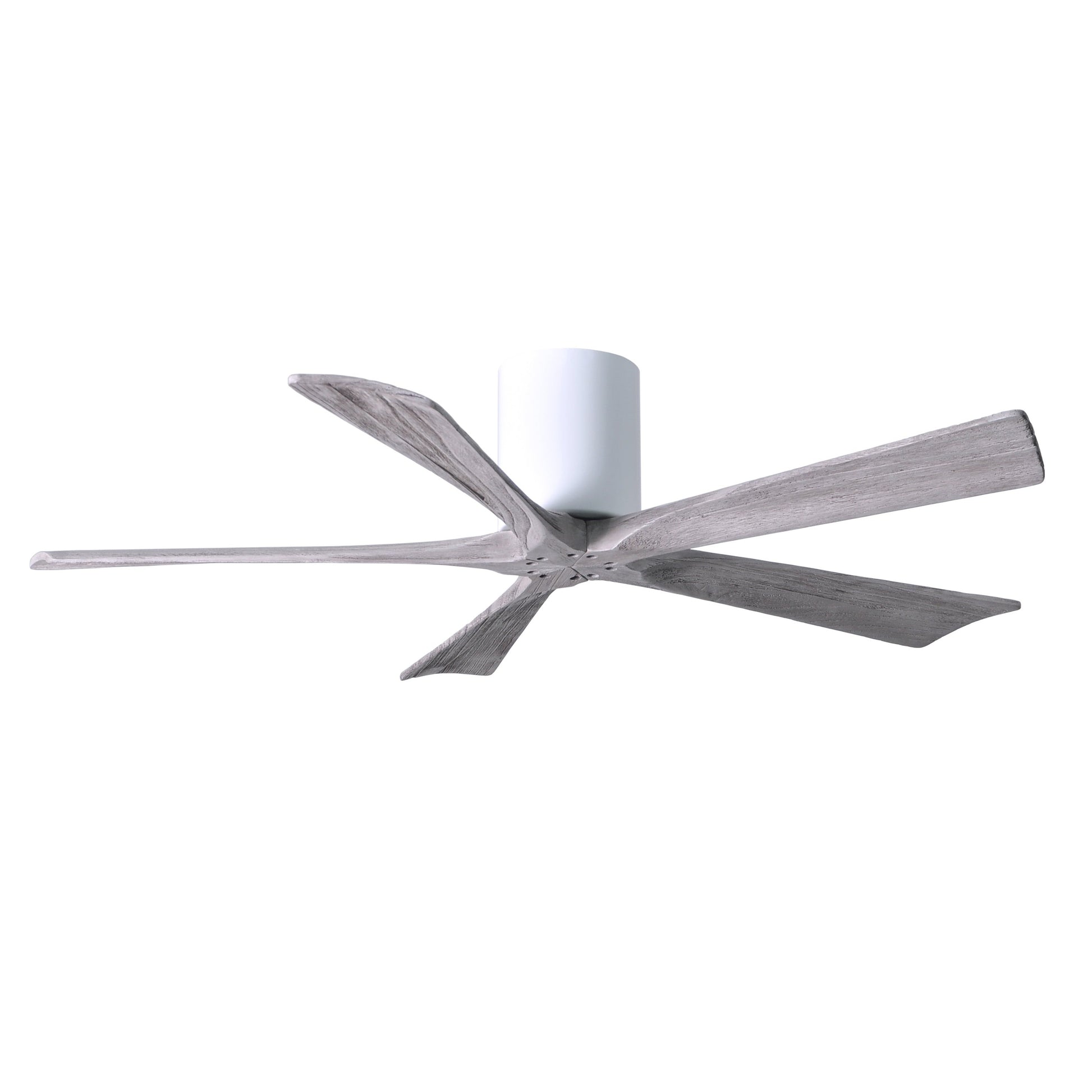 Matthews Fan Company Atlas Irene-5H 52" Gloss White Ceiling Mount Fan With Solid Wood Blade In Barnwood Tone Finish