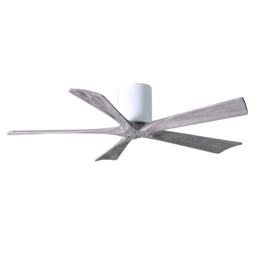 Matthews Fan Company Atlas Irene-5H 52" Gloss White Ceiling Mount Fan With Solid Wood Blade In Barnwood Tone Finish