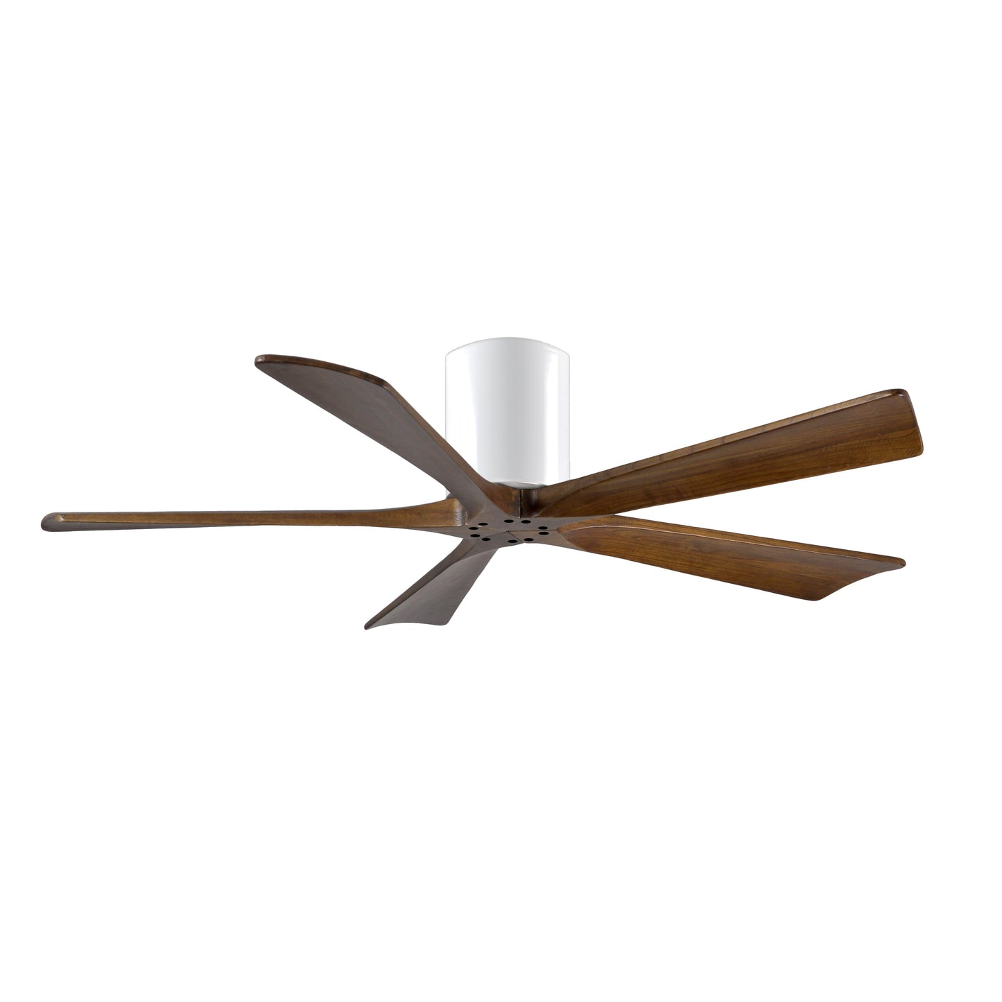 Matthews Fan Company Atlas Irene-5H 52" Gloss White Ceiling Mount Fan With Solid Wood Blade In Walnut Tone Finish