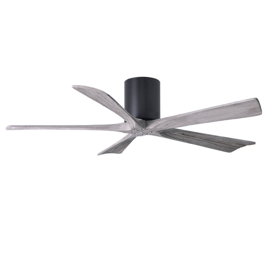 Matthews Fan Company Atlas Irene-5H 52" Matte Black Ceiling Mount Fan With Solid Wood Blade In Barnwood Tone Finish