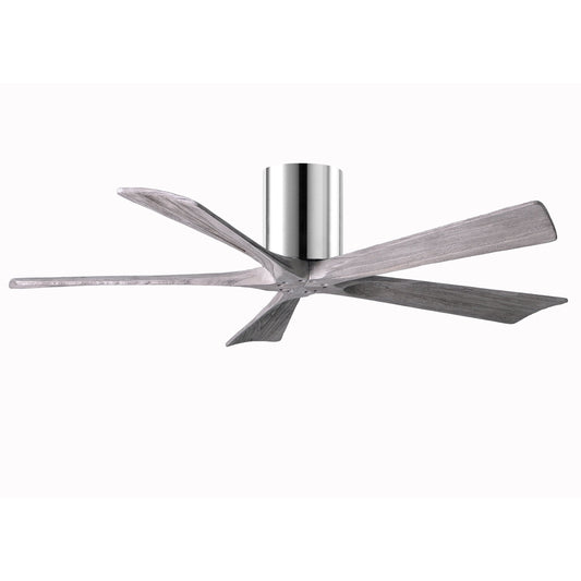 Matthews Fan Company Atlas Irene-5H 52" Polished Chrome Ceiling Mount Fan With Solid Wood Blade In Barnwood Tone Finish