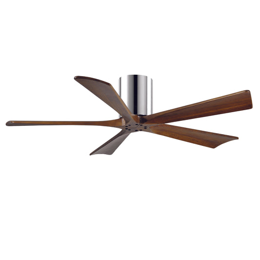 Matthews Fan Company Atlas Irene-5H 52" Polished Chrome Ceiling Mount Fan With Solid Wood Blade In Walnut Tone Finish