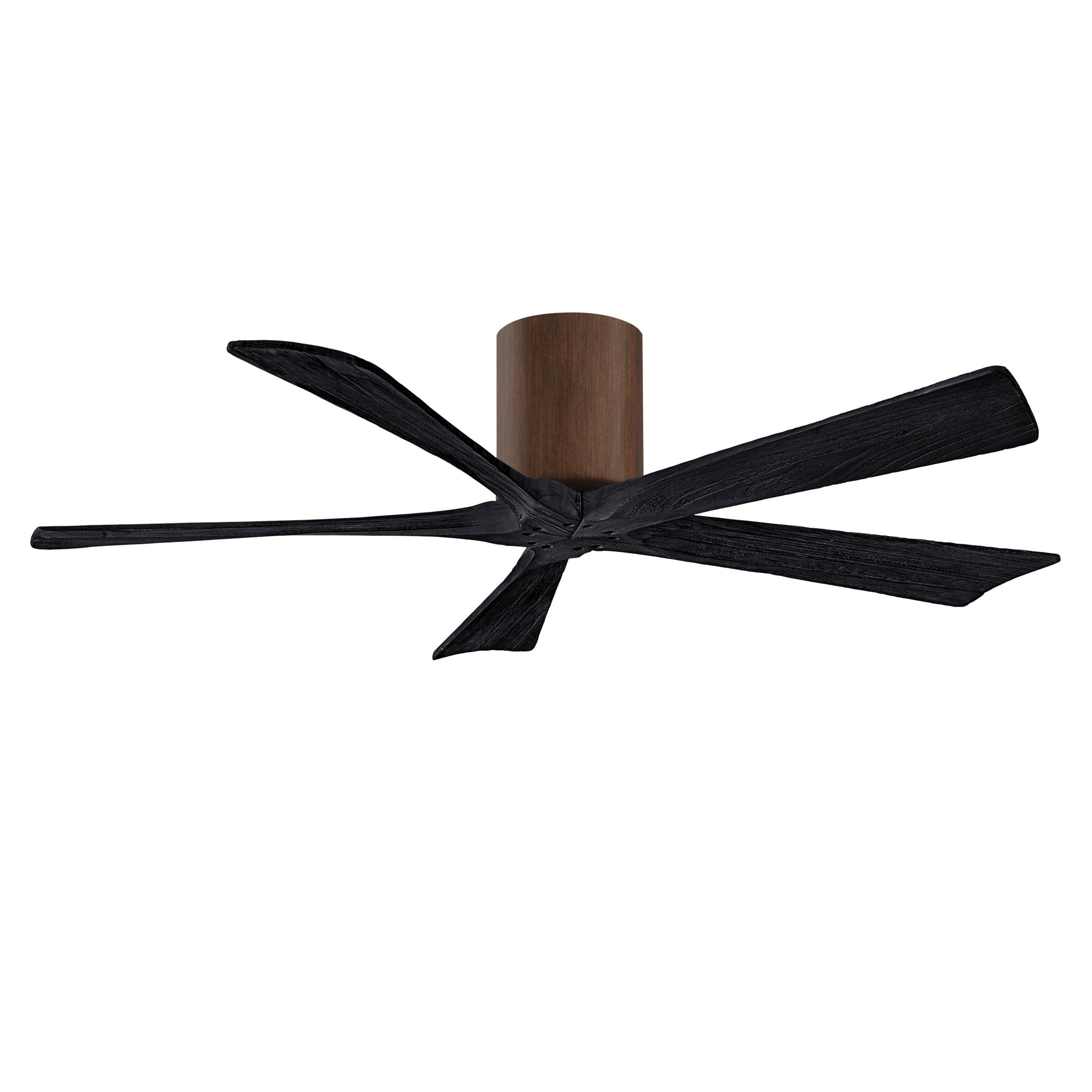 Matthews Fan Company Atlas Irene-5H 52" Walnut Tone Ceiling Mount Fan With Solid Wood Blade In Matte Black Finish