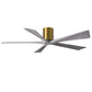 Matthews Fan Company Atlas Irene-5H 60" Brushed Brass Ceiling Mount Fan With Solid Wood Blade In Barnwood Tone Finish