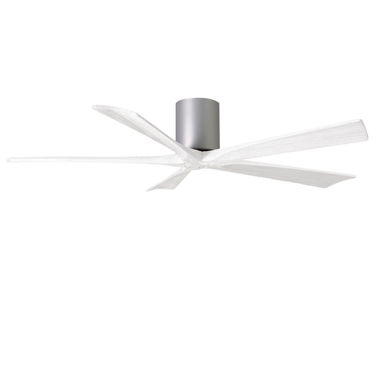 Matthews Fan Company Atlas Irene-5H 60" Brushed Nickel Ceiling Mount Fan With Solid Wood Blade In Matte White Finish