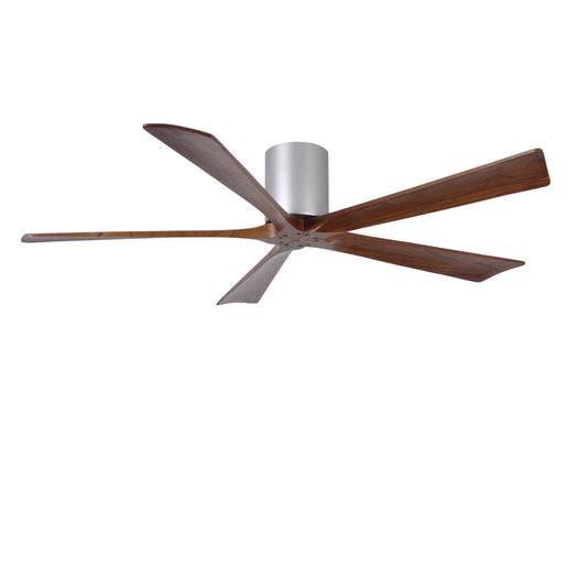 Matthews Fan Company Atlas Irene-5H 60" Brushed Nickel Ceiling Mount Fan With Solid Wood Blade In Walnut Tone Finish