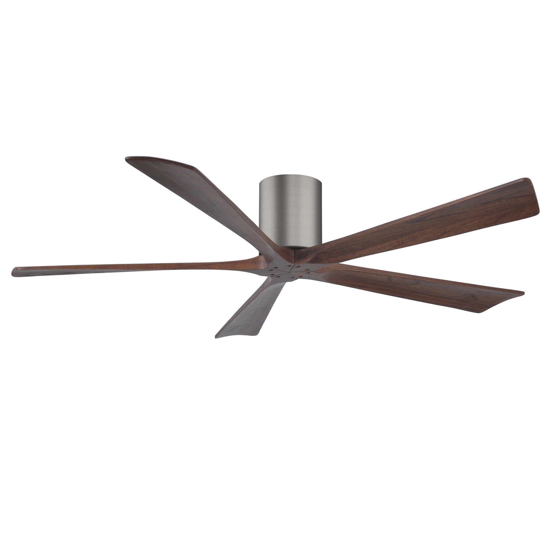 Matthews Fan Company Atlas Irene-5H 60" Brushed Pewter Ceiling Mount Fan With Solid Wood Blade In Walnut Finish