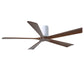 Matthews Fan Company Atlas Irene-5H 60" Gloss White Ceiling Mount Fan With Solid Wood Blade In Walnut Tone Finish