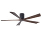 Matthews Fan Company Atlas Irene-5H 60" Matte Black Ceiling Mount Fan With Solid Wood Blade In Walnut Tone Finish