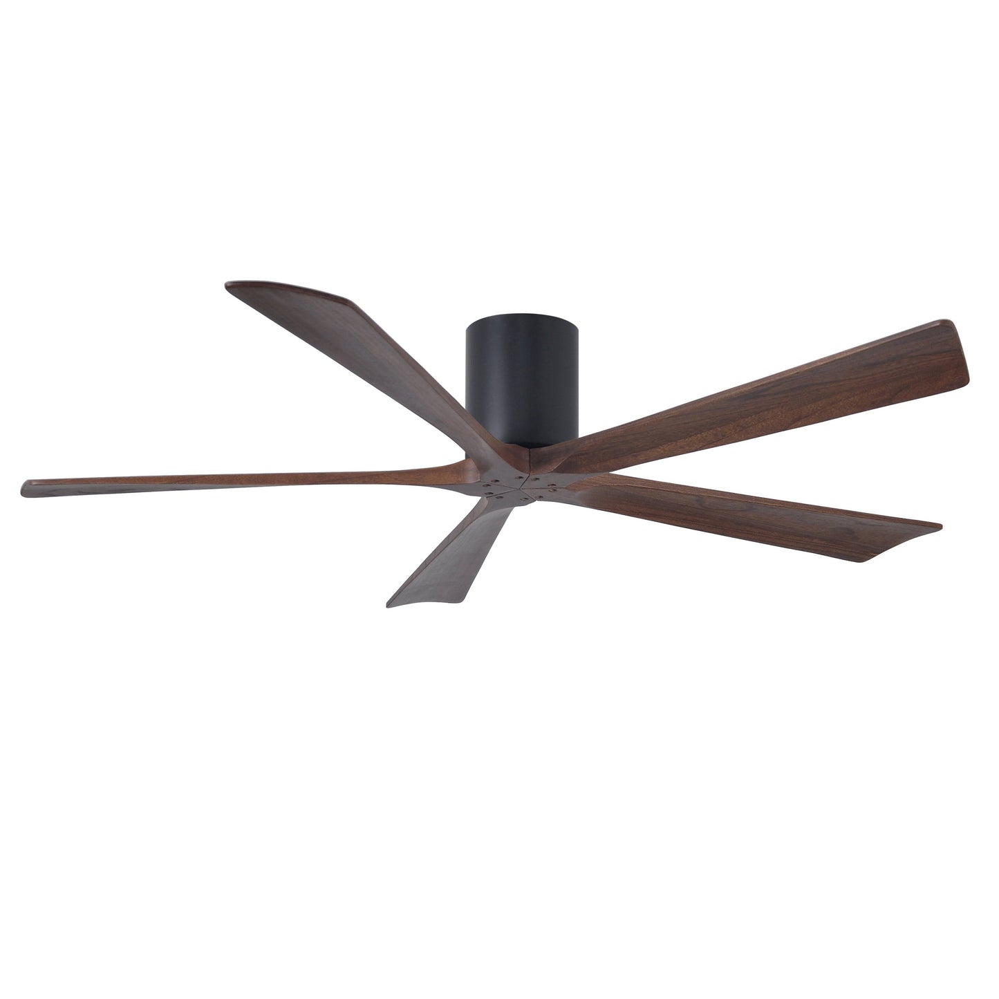 Matthews Fan Company Atlas Irene-5H 60" Matte Black Ceiling Mount Fan With Solid Wood Blade In Walnut Tone Finish