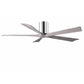 Matthews Fan Company Atlas Irene-5H 60" Polished Chrome Ceiling Mount Fan With Solid Wood Blade In Barnwood Tone Finish