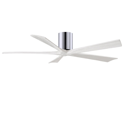 Matthews Fan Company Atlas Irene-5H 60" Polished Chrome Ceiling Mount Fan With Solid Wood Blade In Matte White Finish