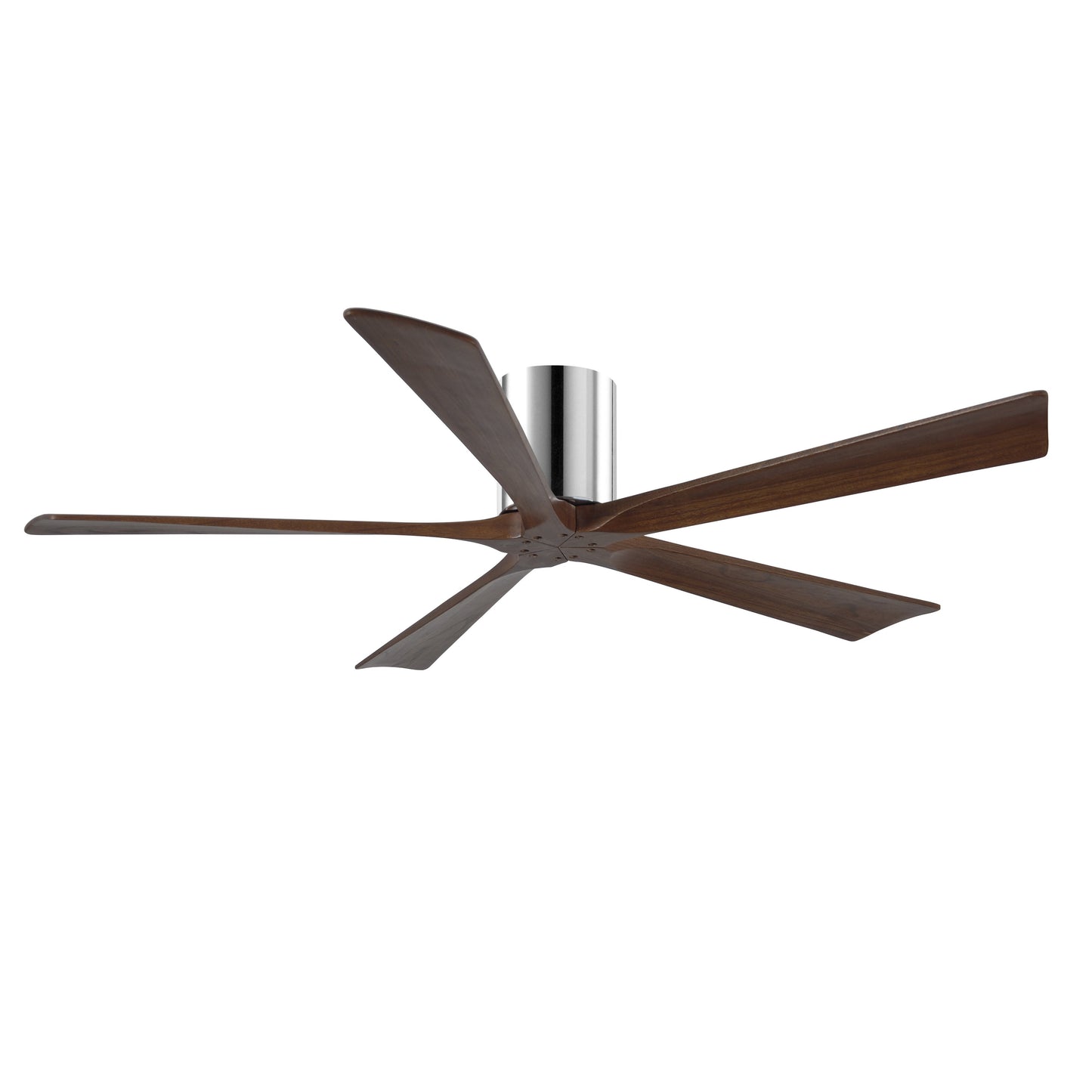 Matthews Fan Company Atlas Irene-5H 60" Polished Chrome Ceiling Mount Fan With Solid Wood Blade In Walnut Tone Finish