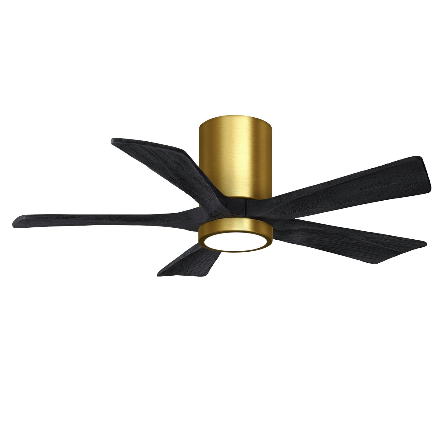 Matthews Fan Company Atlas Irene-5HLK 42" Brushed Brass Ceiling Mount Fan With Solid Wood Blade In Matte Black Finish