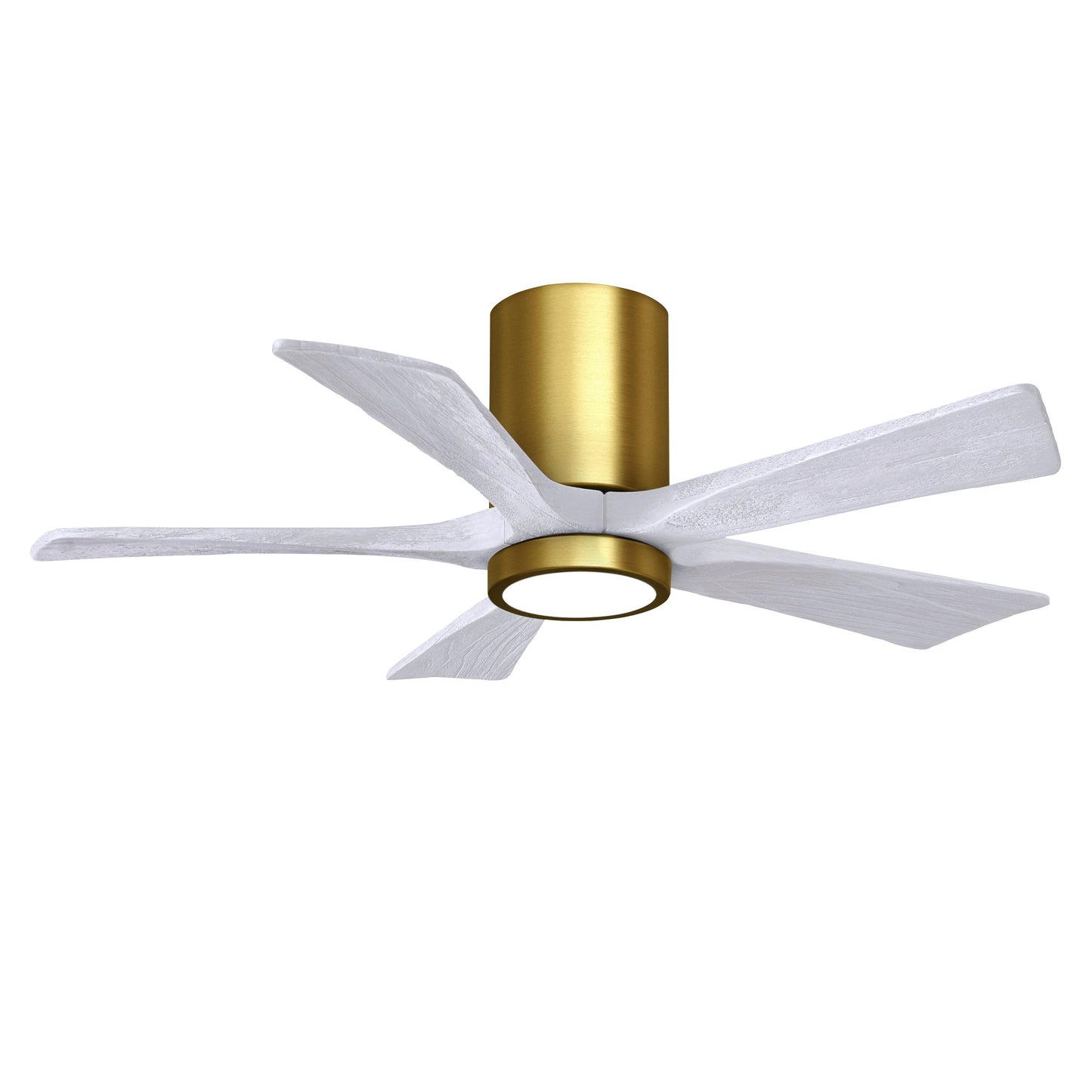 Matthews Fan Company Atlas Irene-5HLK 42" Brushed Brass Ceiling Mount Fan With Solid Wood Blade In Matte White Finish