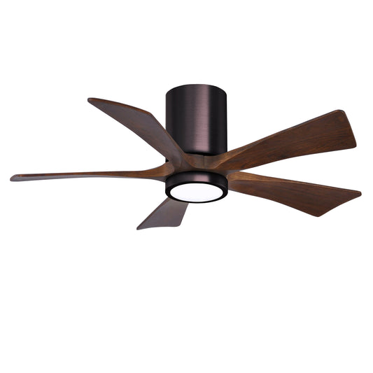 Matthews Fan Company Atlas Irene-5HLK 42" Brushed Bronze Ceiling Mount Fan With Solid Wood Blade In Walnut Tone Finish