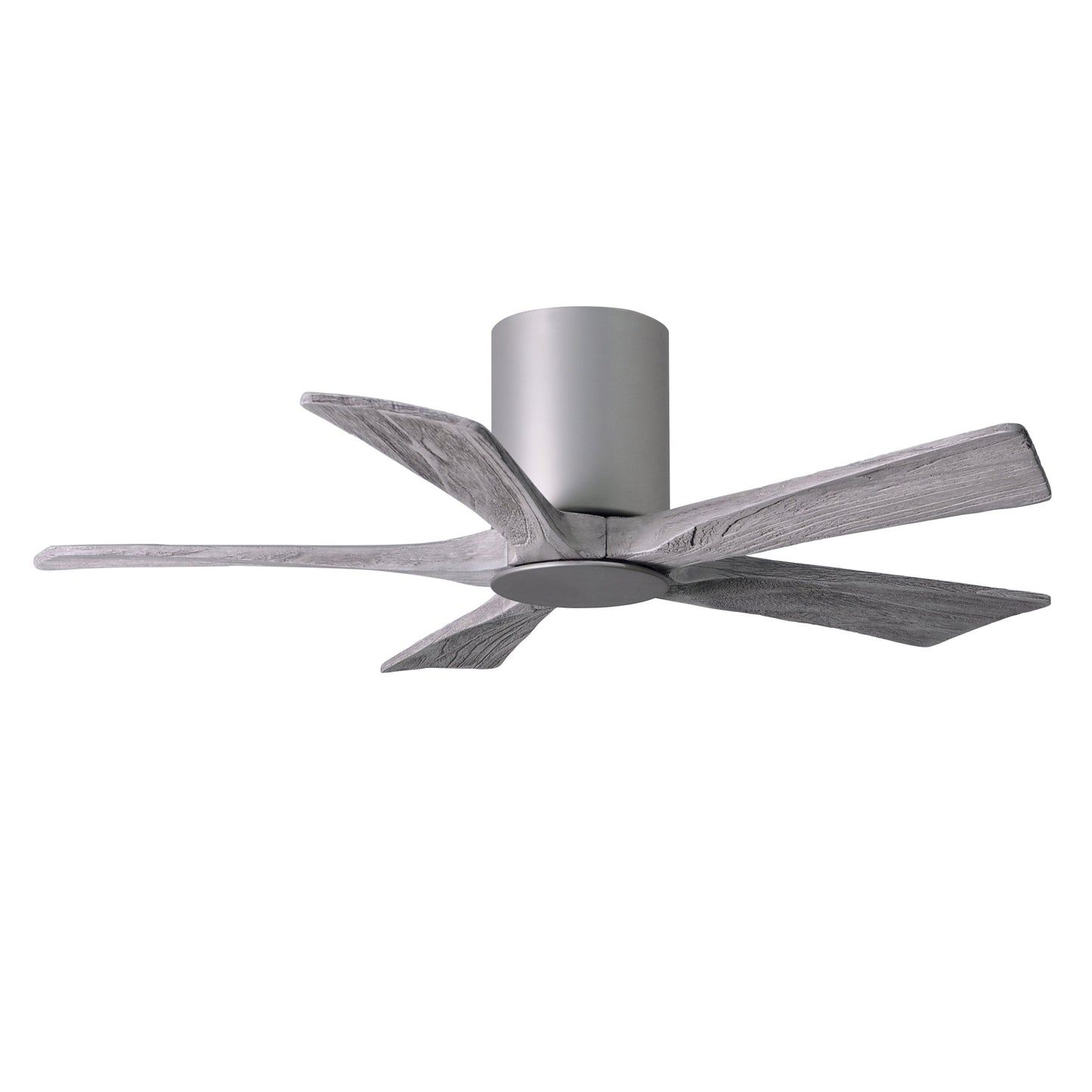 Matthews Fan Company Atlas Irene-5HLK 42" Brushed Nickel Ceiling Mount Fan With Solid Wood Blade In Barnwood Tone Finish