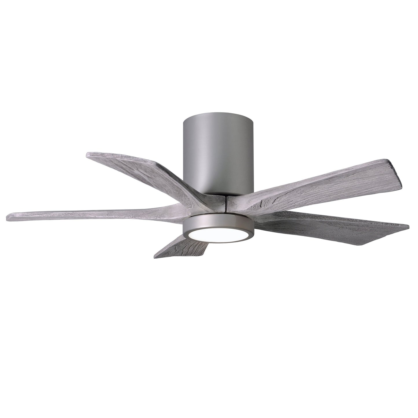 Matthews Fan Company Atlas Irene-5HLK 42" Brushed Nickel Ceiling Mount Fan With Solid Wood Blade In Barnwood Tone Finish