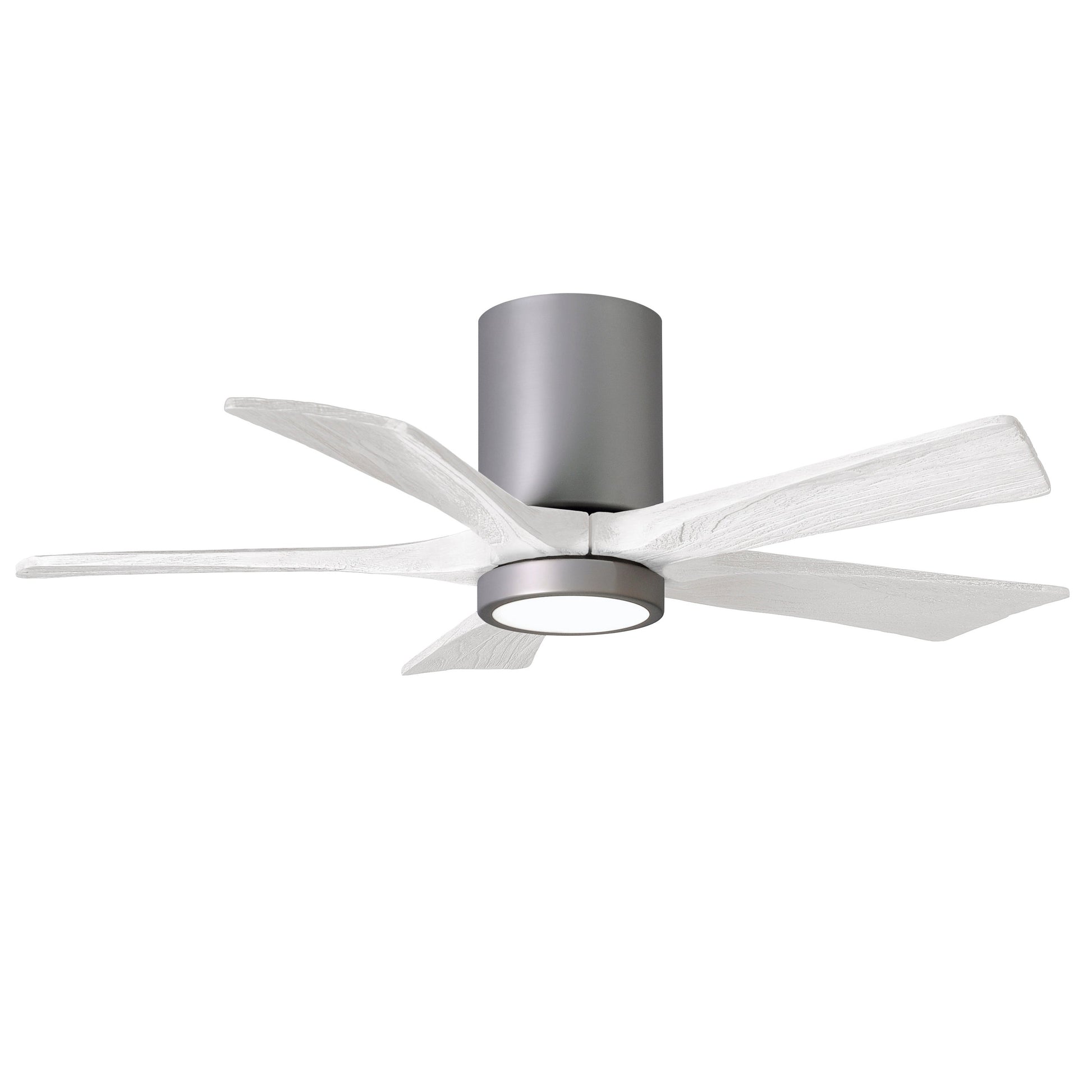 Matthews Fan Company Atlas Irene-5HLK 42" Brushed Nickel Ceiling Mount Fan With Solid Wood Blade In Matte White Finish