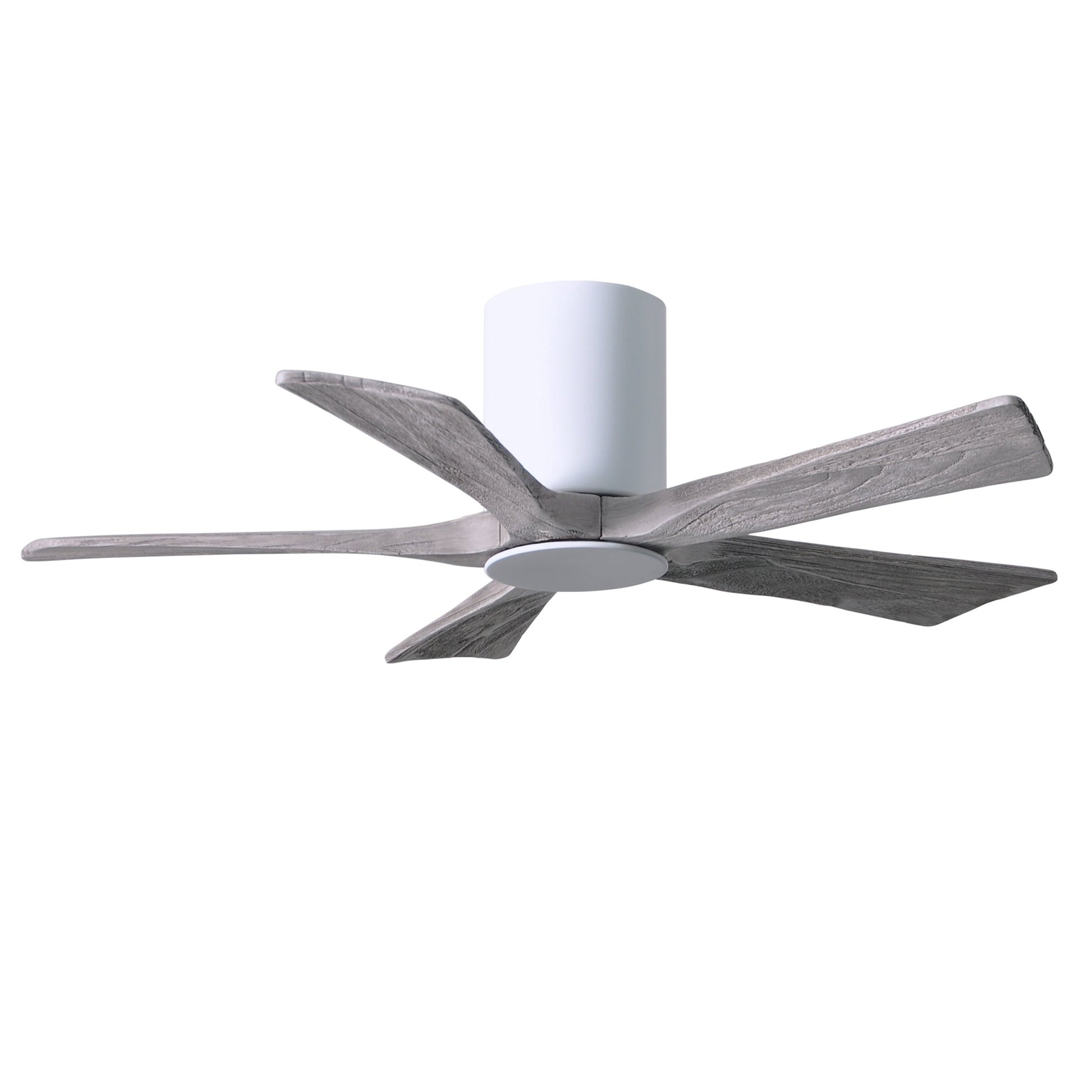 Matthews Fan Company Atlas Irene-5HLK 42" Gloss White Ceiling Mount Fan With Solid Wood Blade In Barnwood Tone Finish