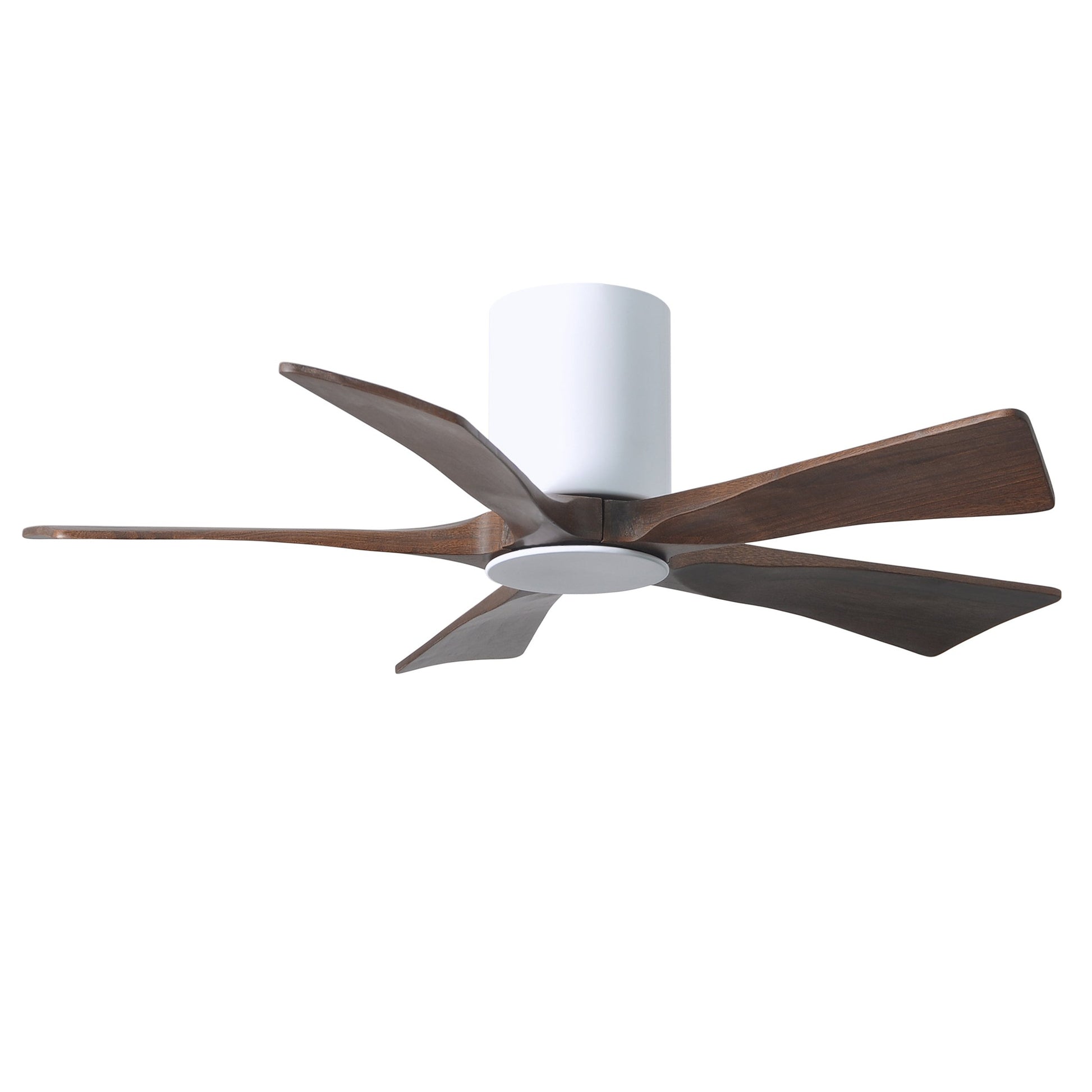 Matthews Fan Company Atlas Irene-5HLK 42" Gloss White Ceiling Mount Fan With Solid Wood Blade In Walnut Tone Finish